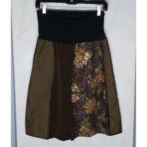Green 3 Upcycled Skirt Sz M Mixed Media Raw Hem Hippie Boho Grunge GoblinCore